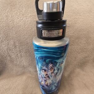 Tervis Ocean Blue Swirl Stainless Bottle with Black Lid